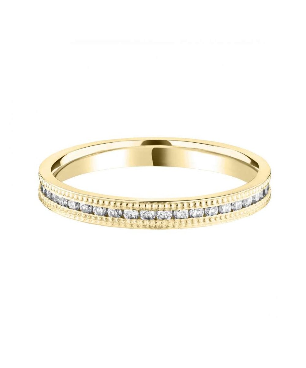 Vintage Channel Set Round Brilliant Diamond Wedding Ring