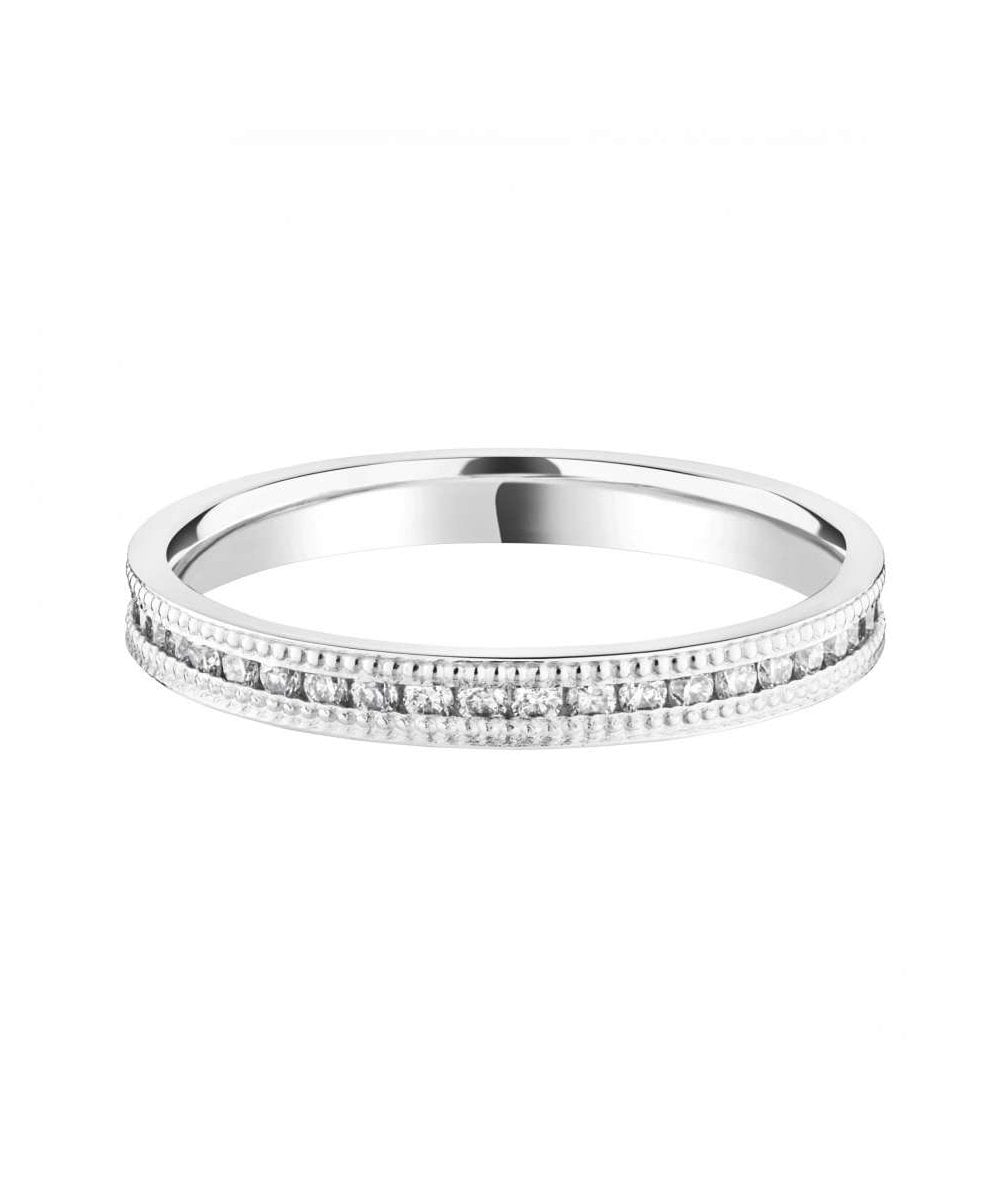 Vintage Channel Set Round Brilliant Diamond Wedding Ring
