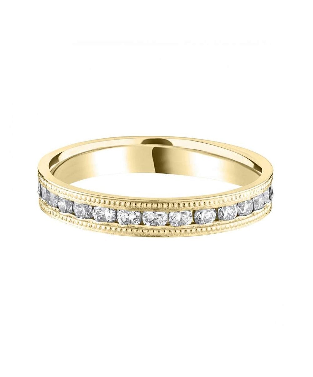Vintage Channel Set Round Brilliant Diamond Wedding Ring