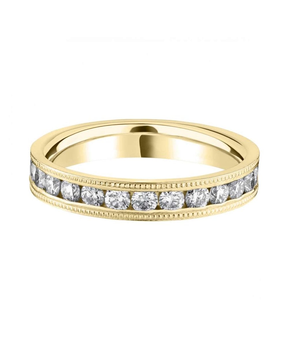 Vintage Channel Set Round Brilliant Diamond Wedding Ring