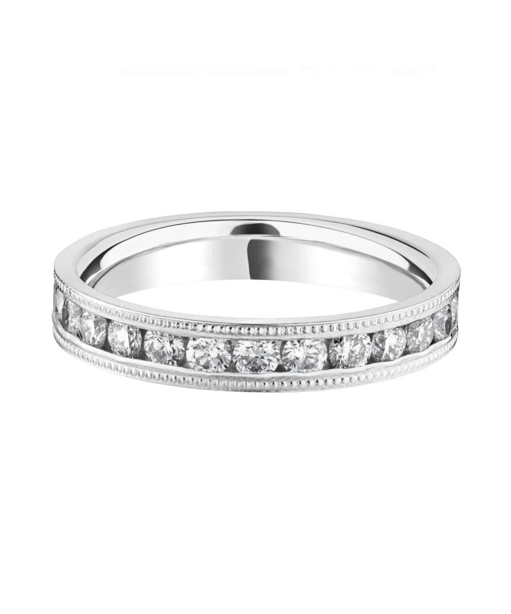 Vintage Channel Set Round Brilliant Diamond Wedding Ring