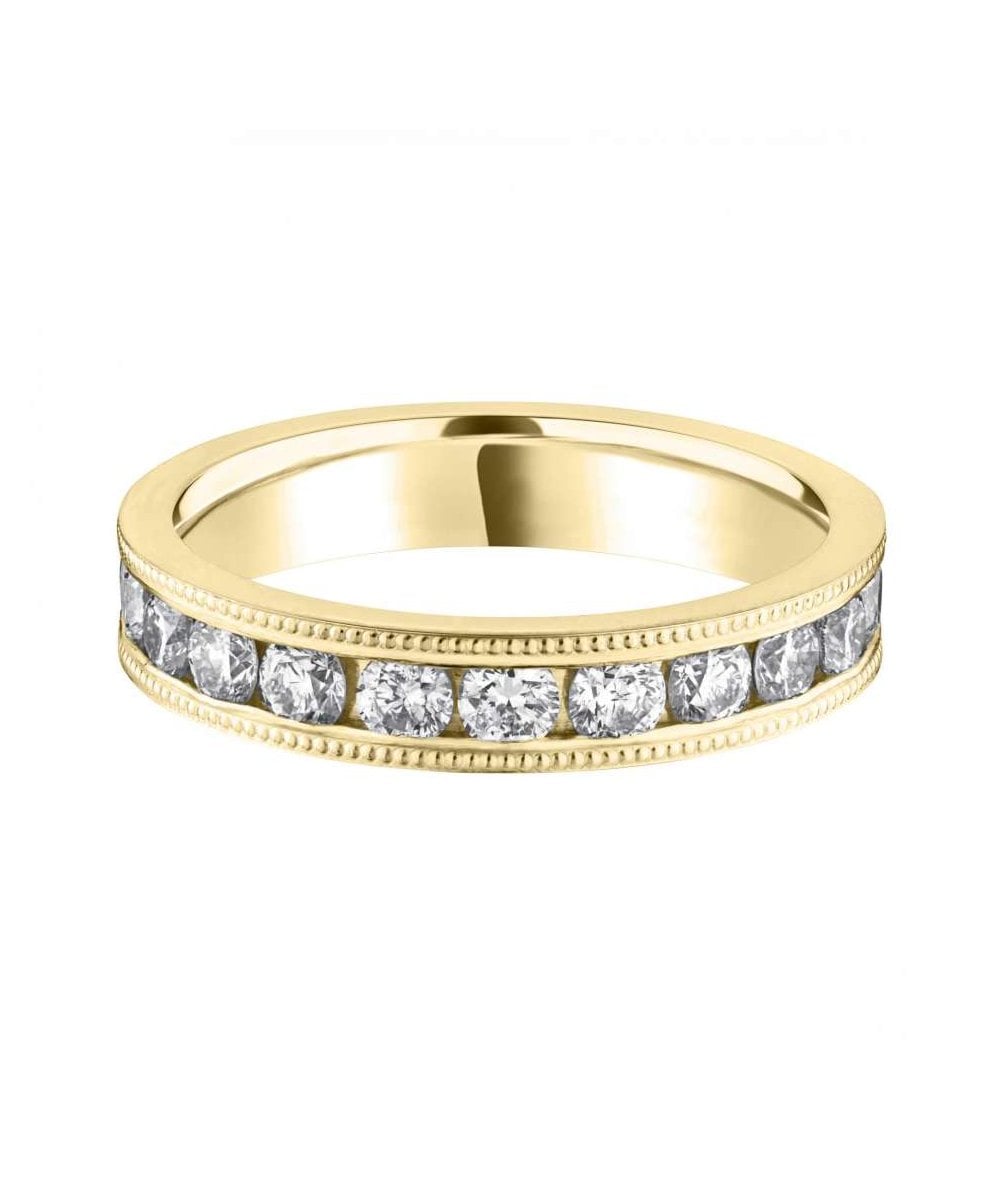 Vintage Channel Set Round Brilliant Diamond Wedding Ring
