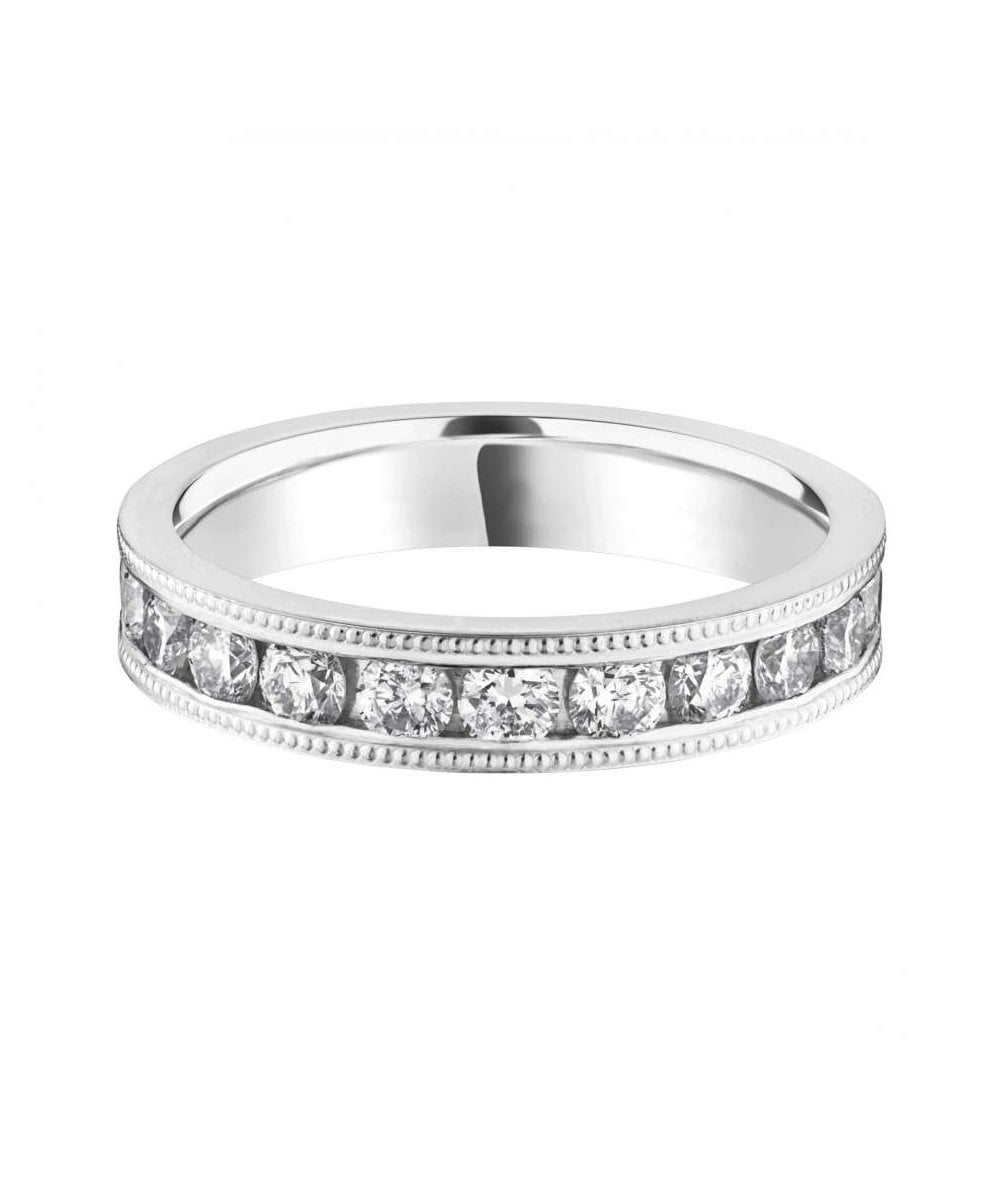 Vintage Channel Set Round Brilliant Diamond Wedding Ring