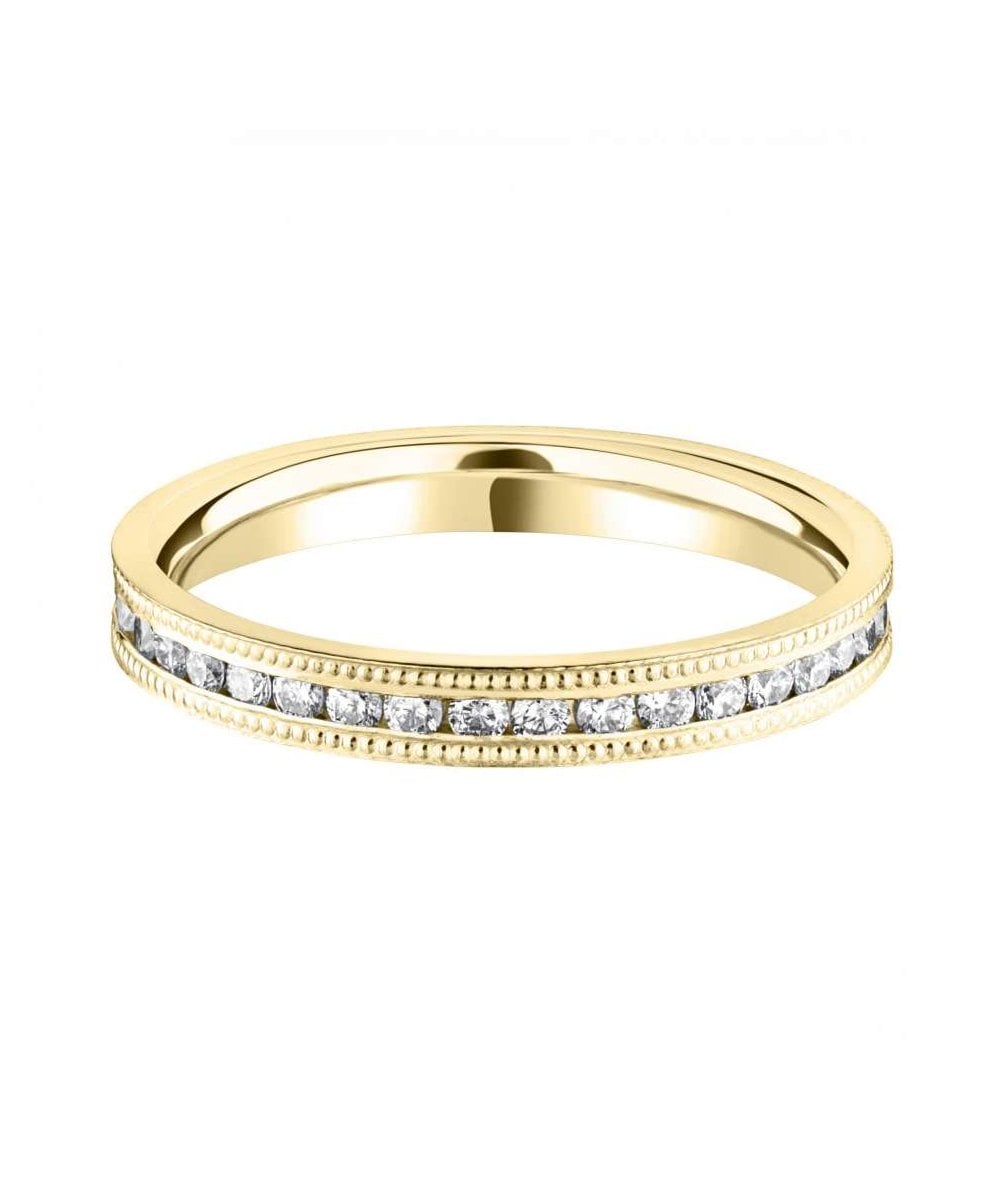Vintage Channel Set Round Brilliant Diamond Wedding Ring