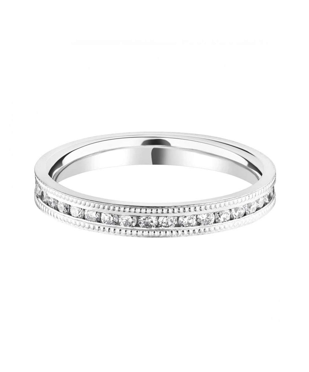 Vintage Channel Set Round Brilliant Diamond Wedding Ring