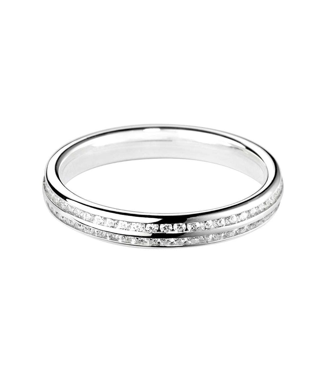 Double Row Channel Set Round Brilliant Diamond Wedding Ring