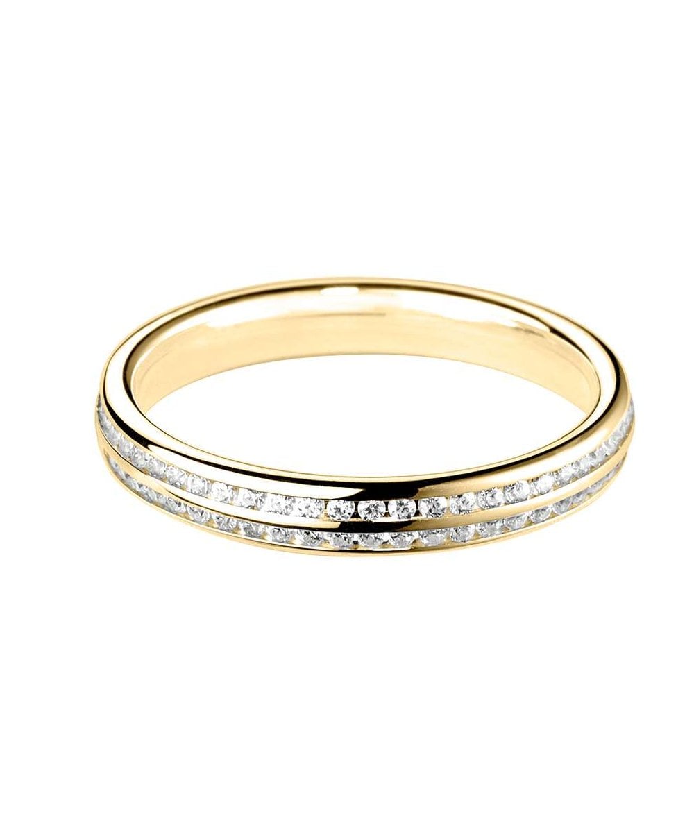 Double Row Channel Set Round Brilliant Diamond Wedding Ring