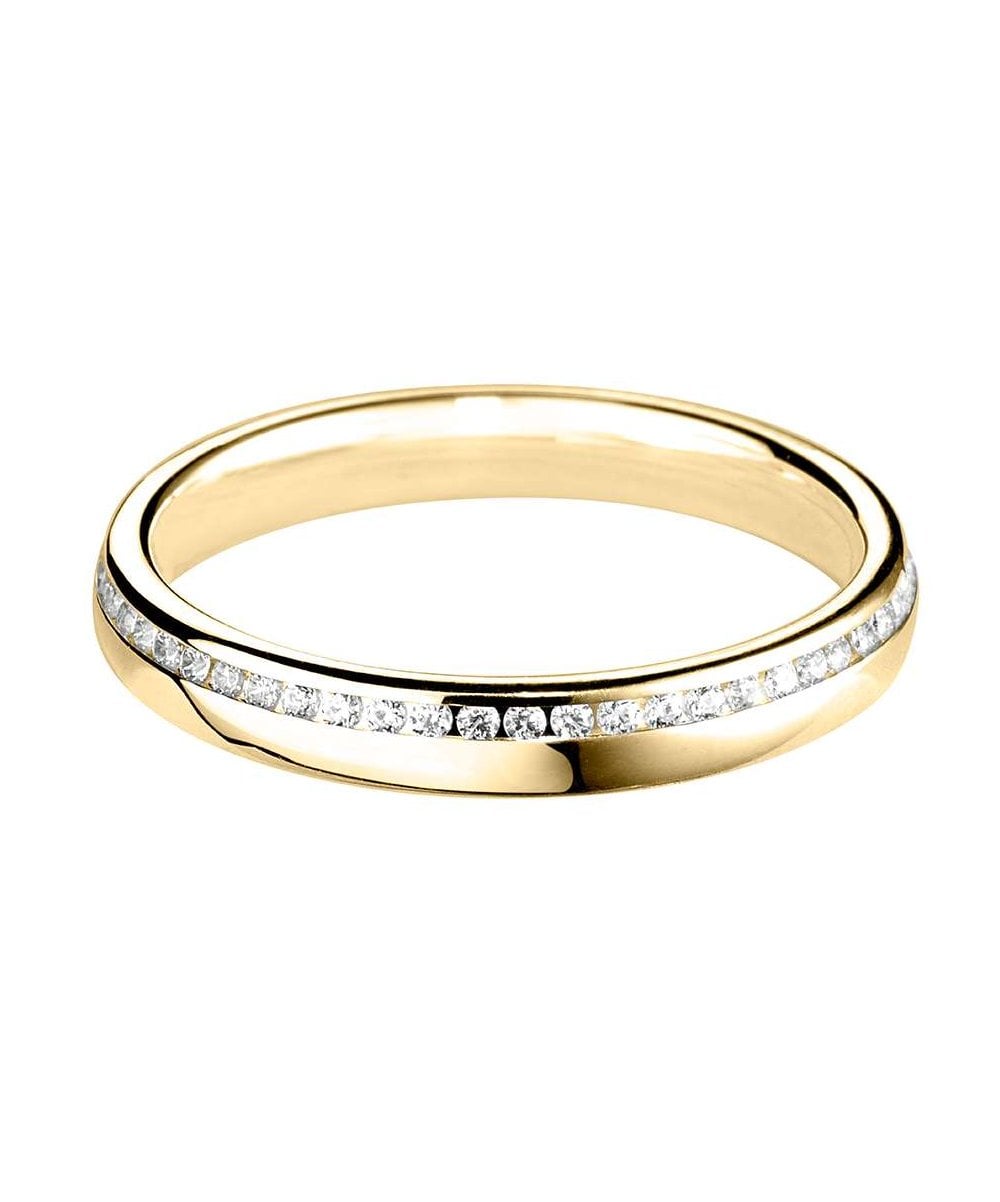 Offset Channel Set Round Brilliant Diamond Wedding Ring