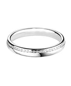 Offset Channel Set Round Brilliant Diamond Wedding Ring