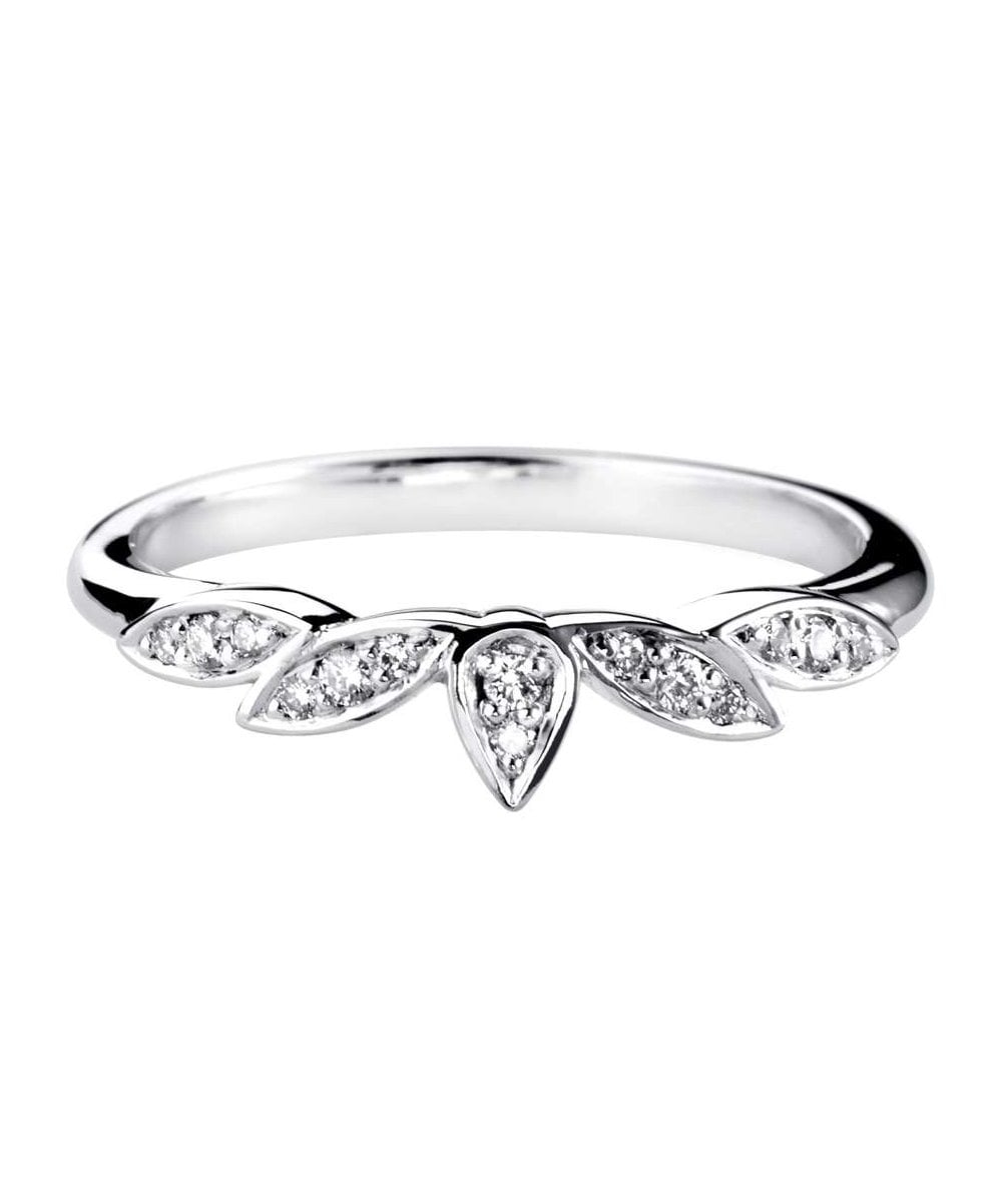 Floral Marquise Shaped Diamond Wedding Ring