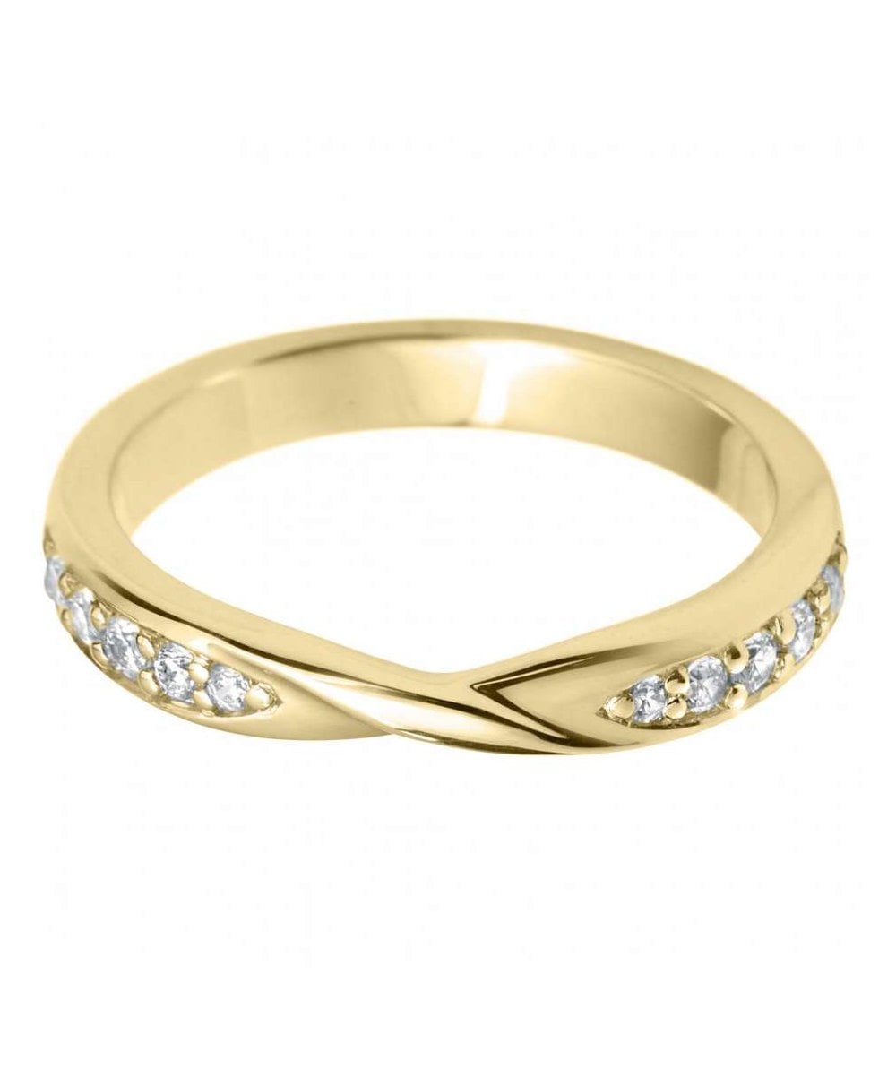 Diamond Set Ribbon Twist Wedding Ring