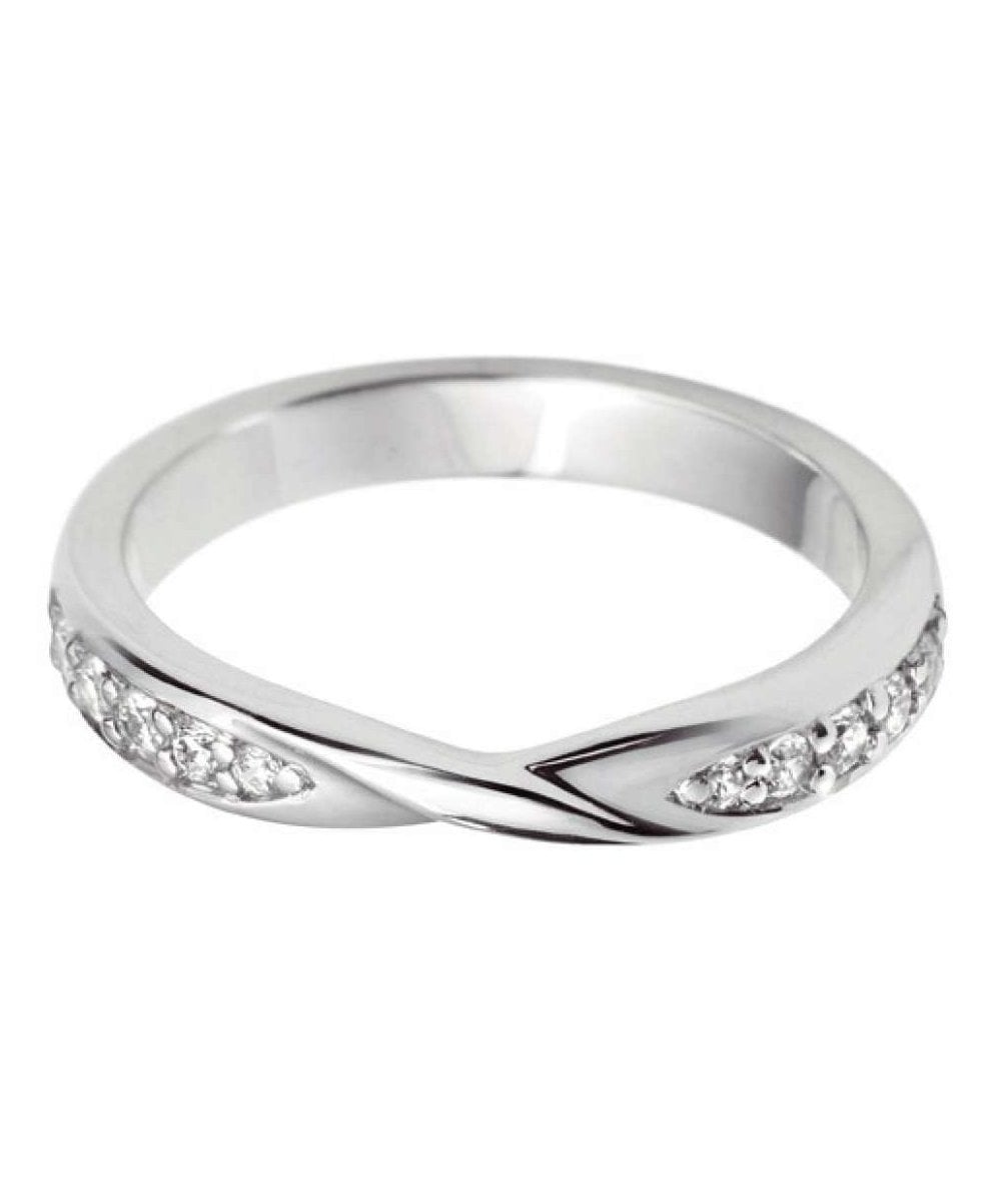 Diamond Set Ribbon Twist Wedding Ring