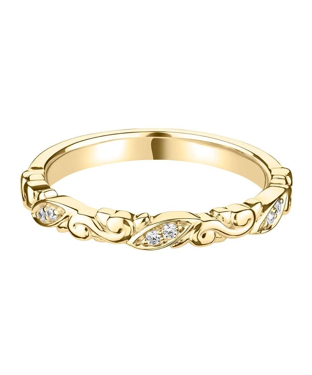 Decorative Carved Diamond Wedding Ring