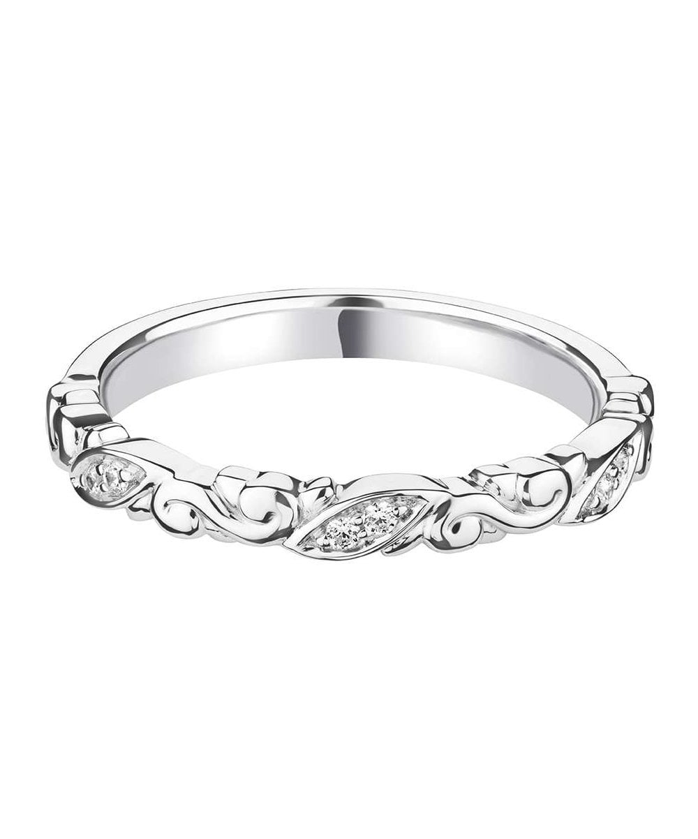 Decorative Carved Diamond Wedding Ring