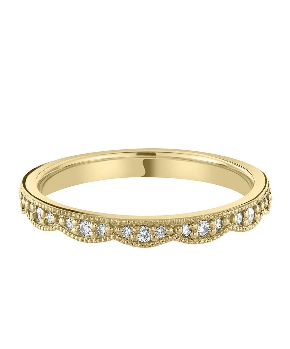 Vintage Inspired Scalloped Diamond Wedding Ring