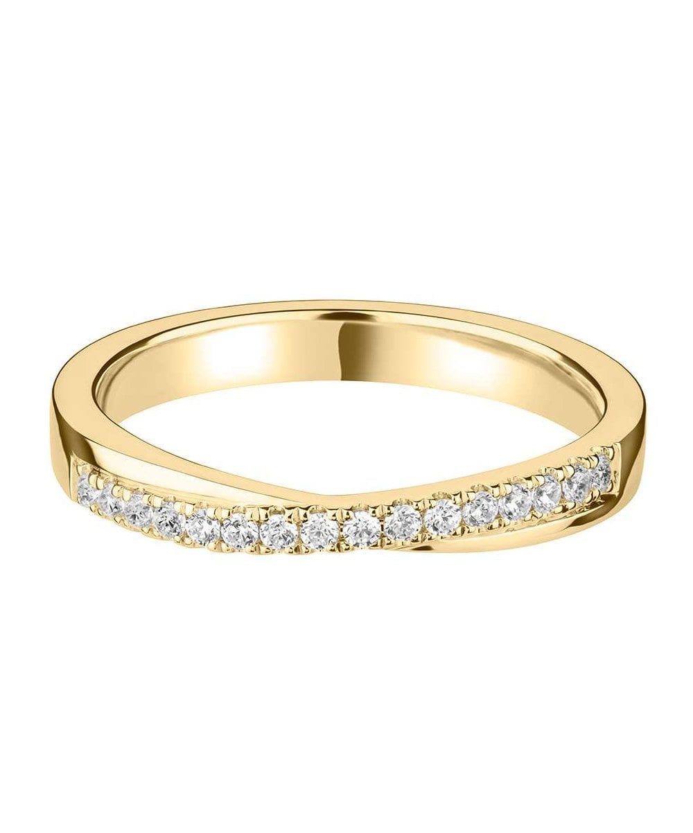Diamond Set Crossover Shaped Wedding Ring