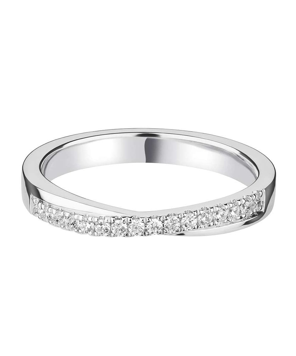 Diamond Set Crossover Shaped Wedding Ring