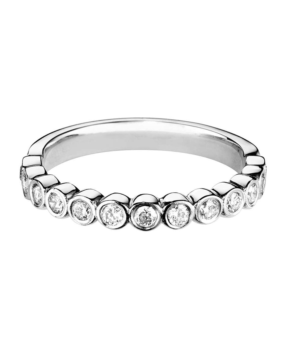 Rubover Set Round Brilliant Diamond Wedding Ring