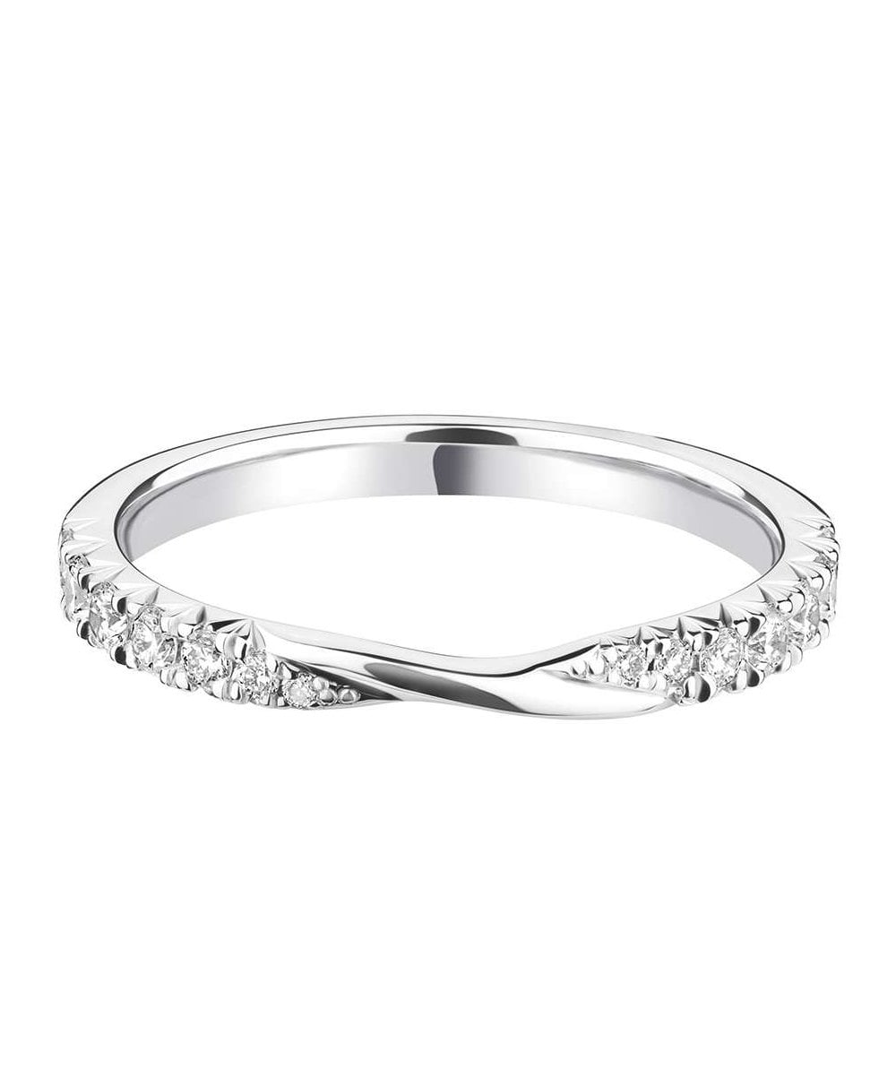 Fishtail Diamond Set Ribbon Twist Wedding Ring