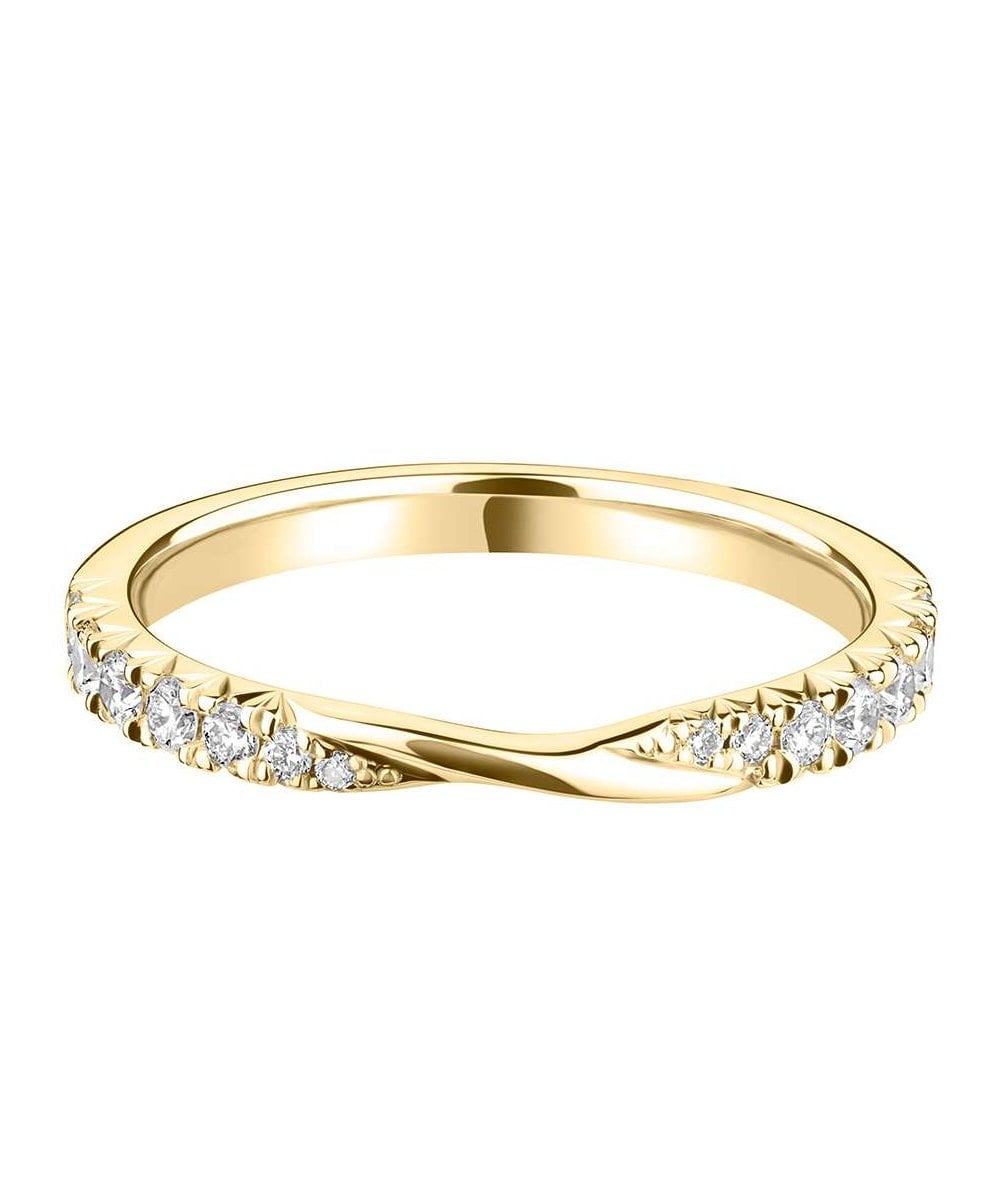 Fishtail Diamond Set Ribbon Twist Wedding Ring