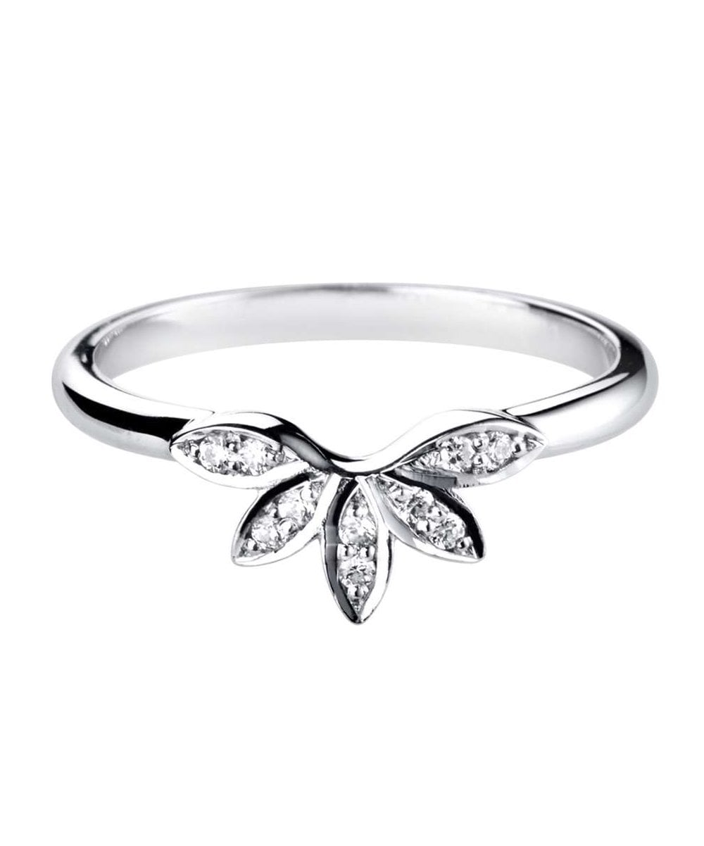 Diamond Floral U Shaped Wedding Ring