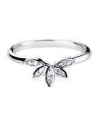 Diamond Floral U Shaped Wedding Ring