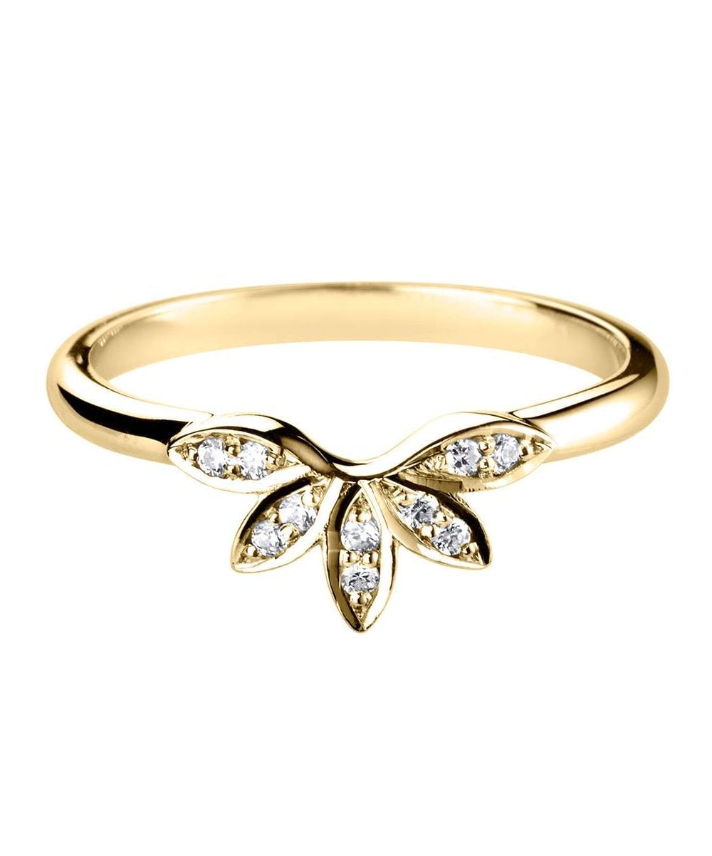 Diamond Floral U Shaped Wedding Ring