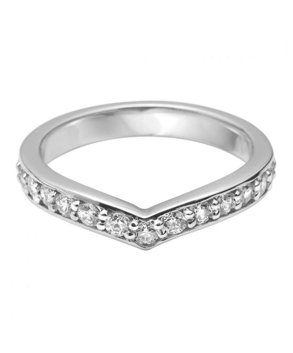 Grain Set Pointed Wishbone Diamond Wedding Ring