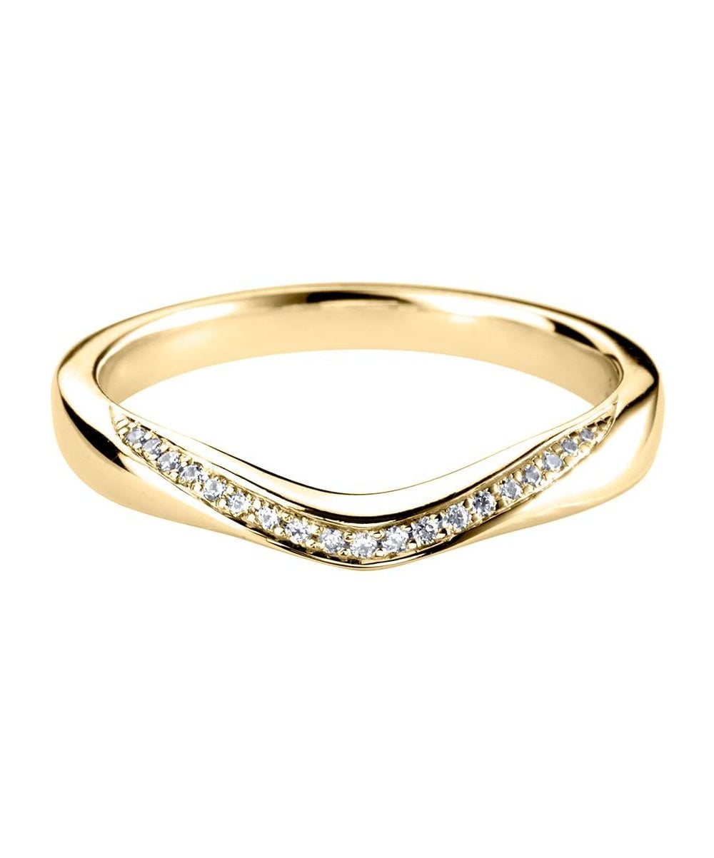 Curved Wishbone and Diamond Detail Wedding Ring