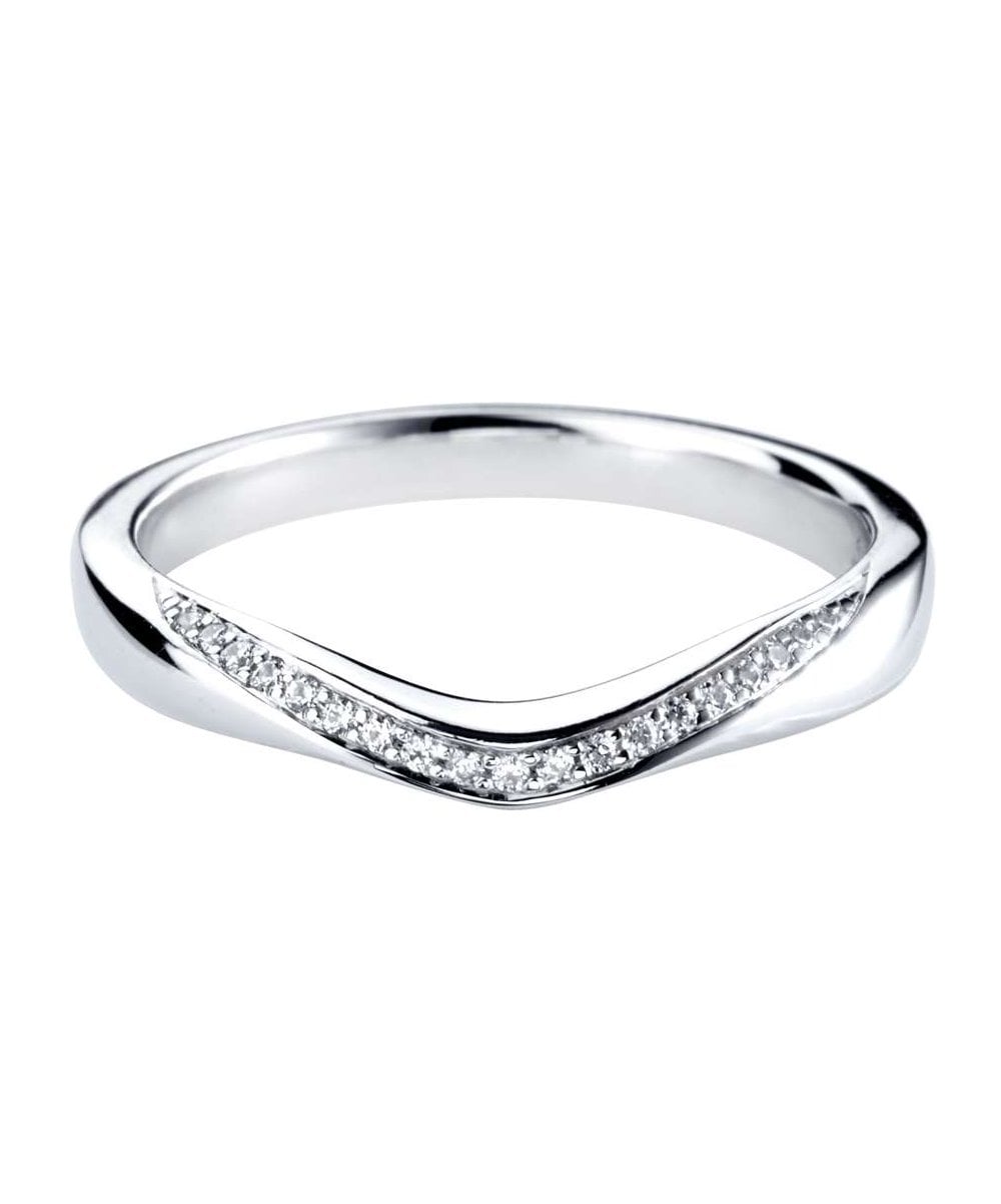 Curved Wishbone and Diamond Detail Wedding Ring