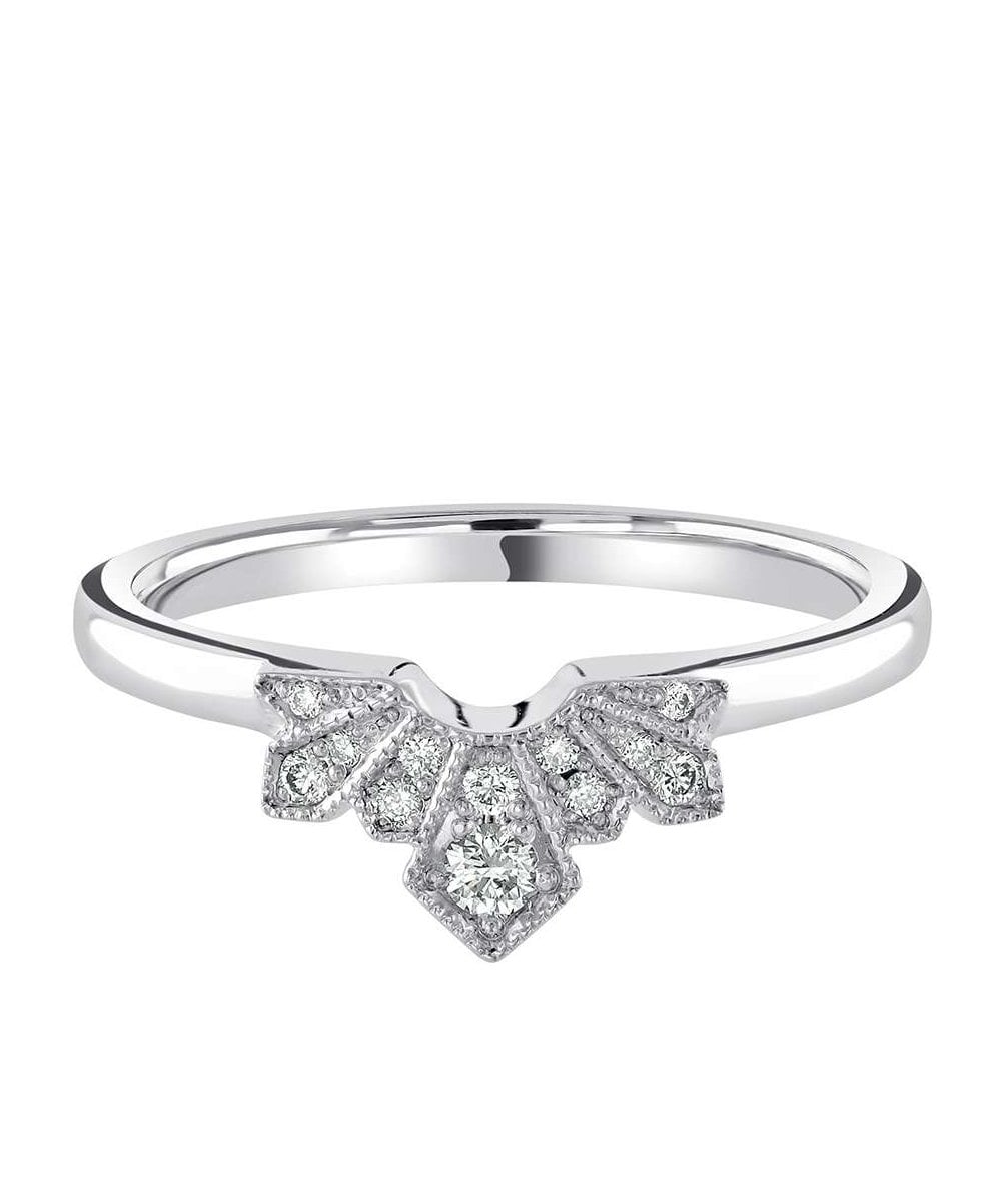 Art Deco U Shaped Diamond Wedding Ring