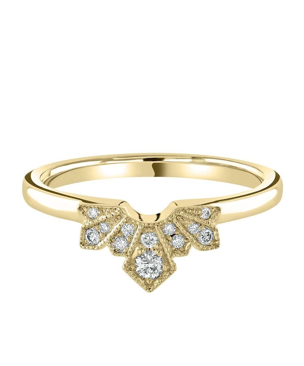 Art Deco U Shaped Diamond Wedding Ring