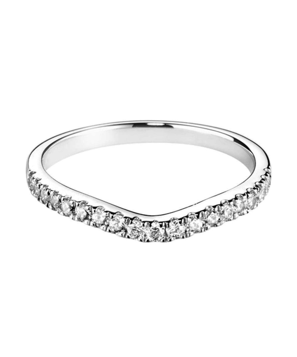 Curved Claw Set Diamond Wedding Ring