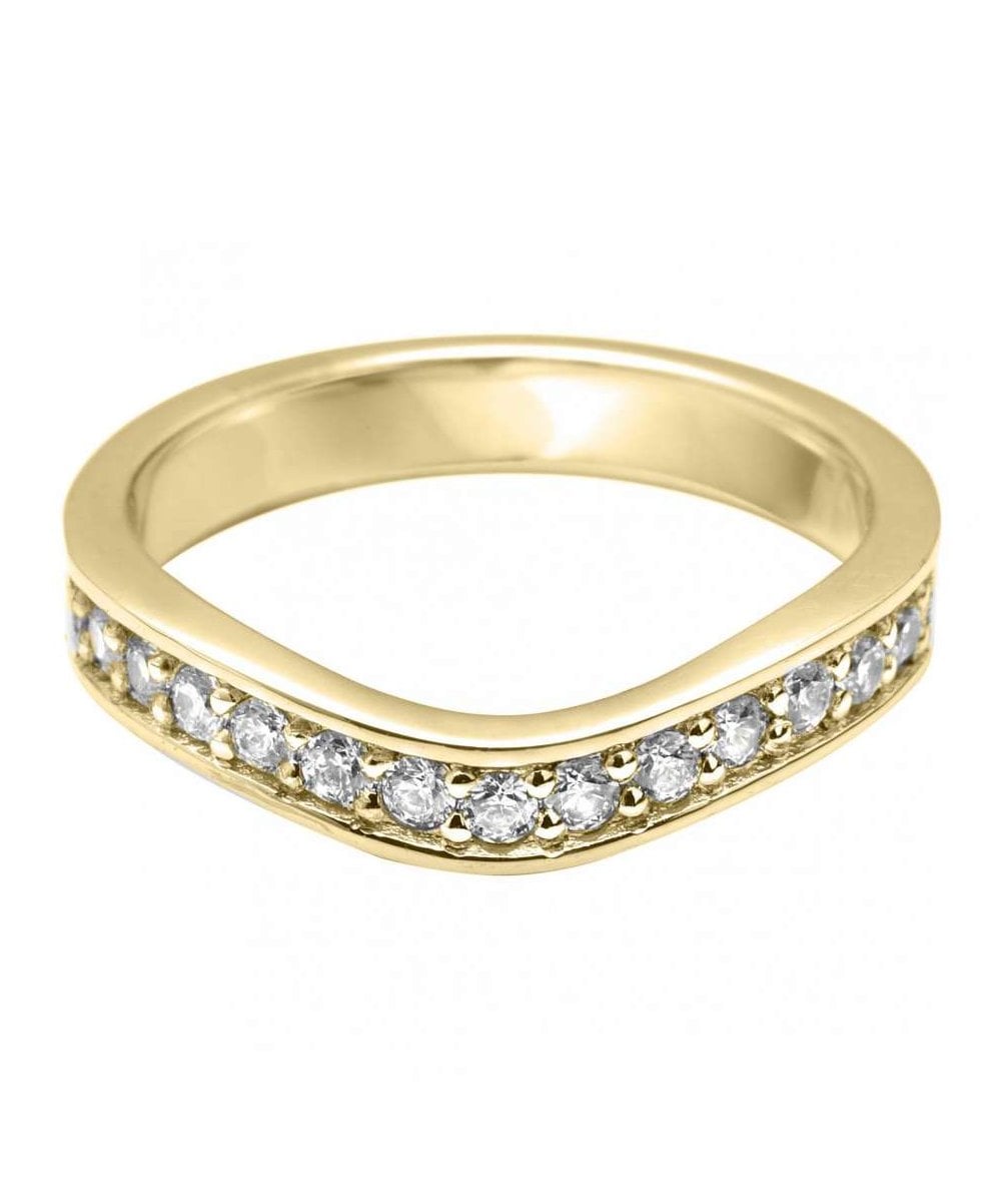 Grain Set Curved Wishbone Diamond Wedding Ring