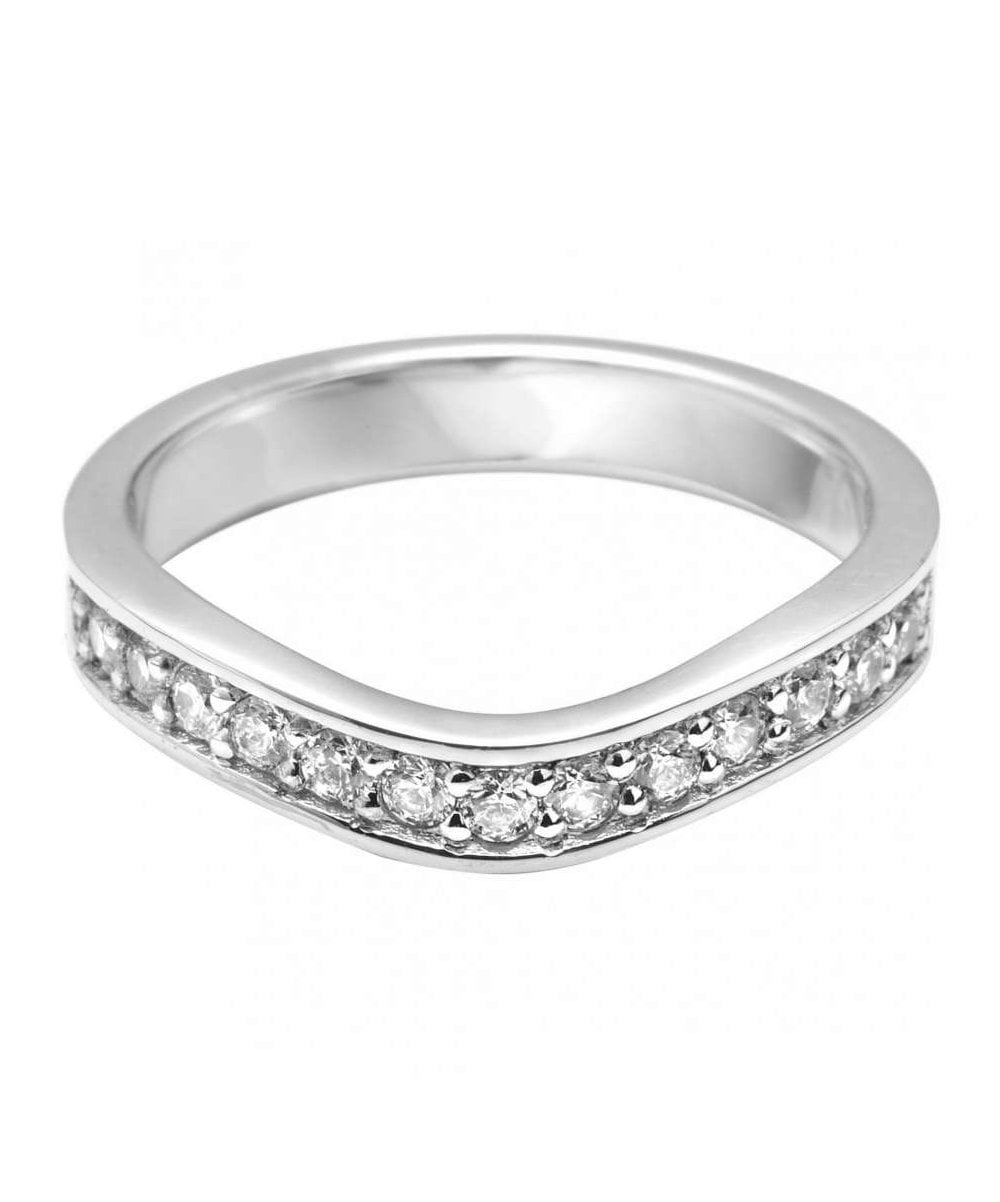 Grain Set Curved Wishbone Diamond Wedding Ring