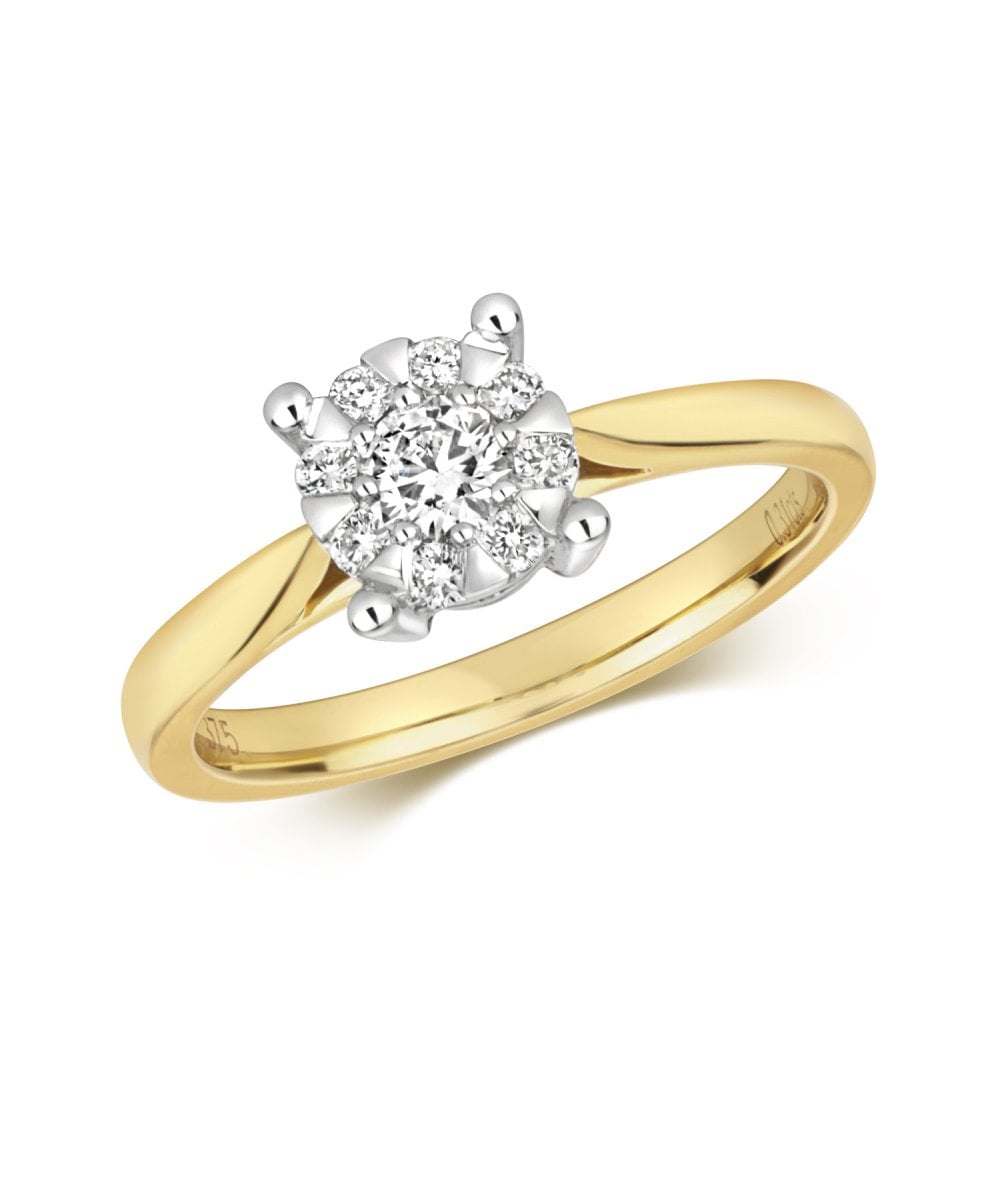 9ct Gold Diamond Cluster Engagement Ring