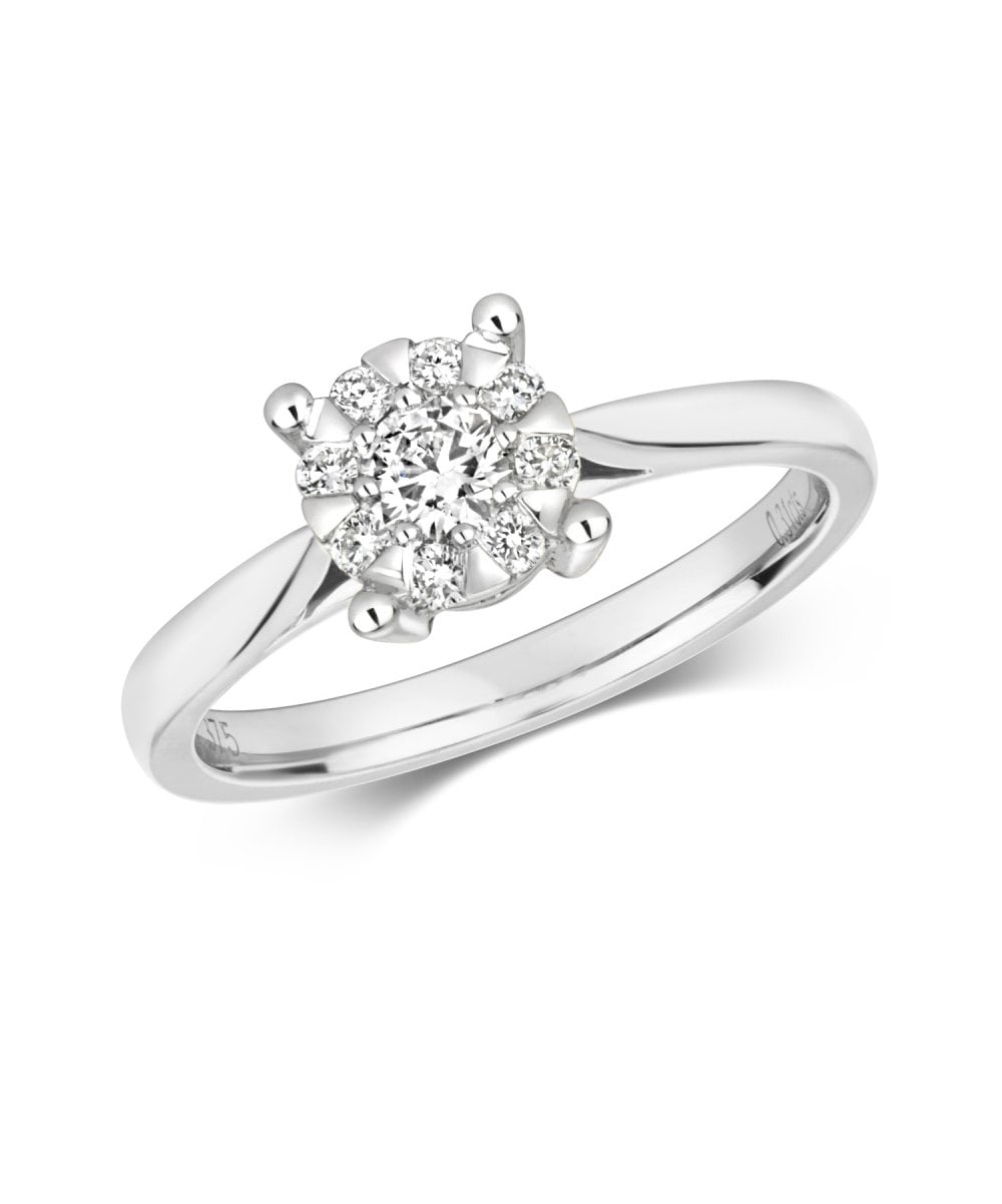 9ct Gold Diamond Cluster Engagement Ring