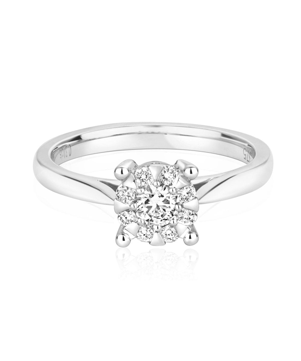 9ct Gold Diamond Cluster Engagement Ring