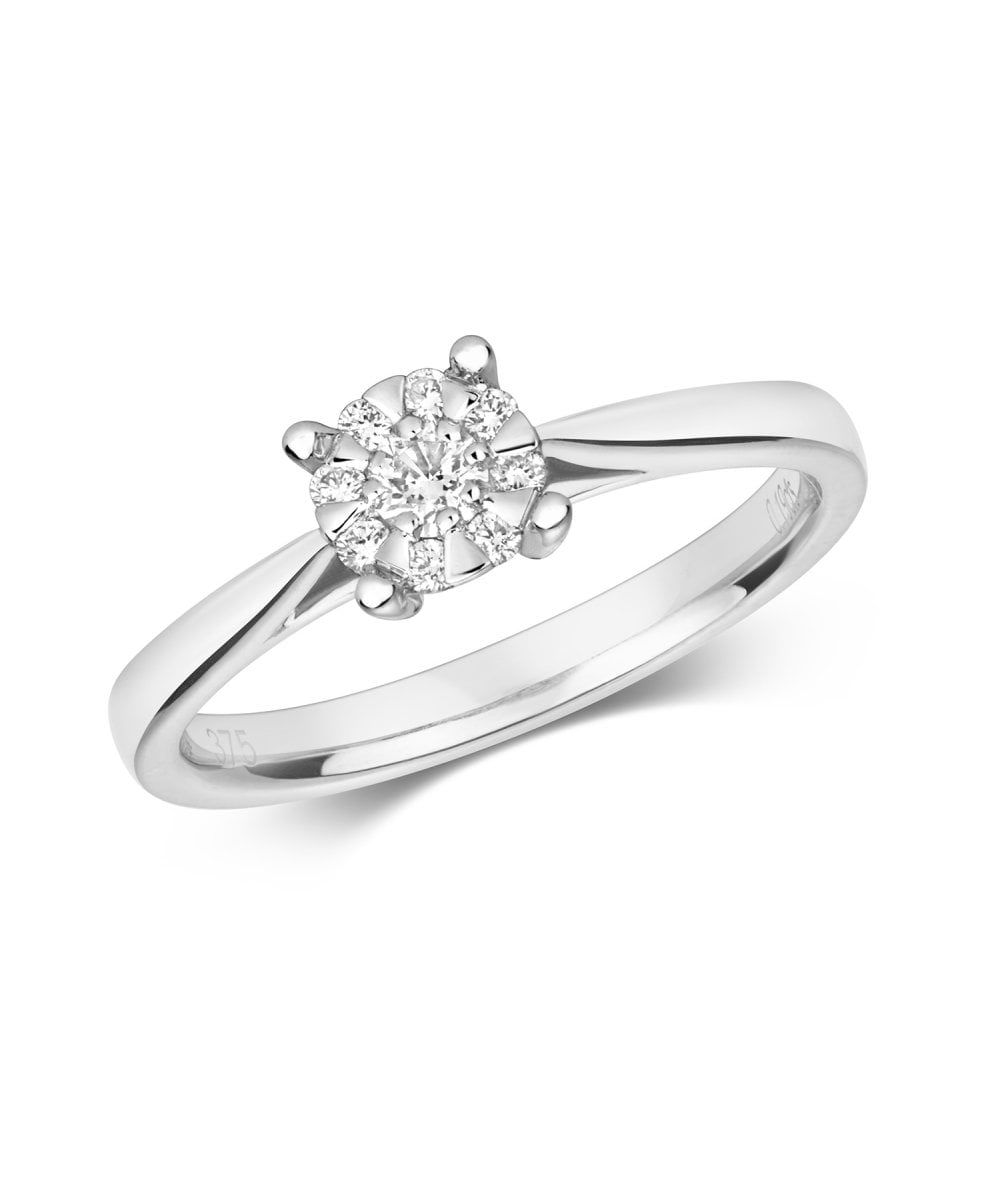 9ct Gold Diamond Cluster Engagement Ring
