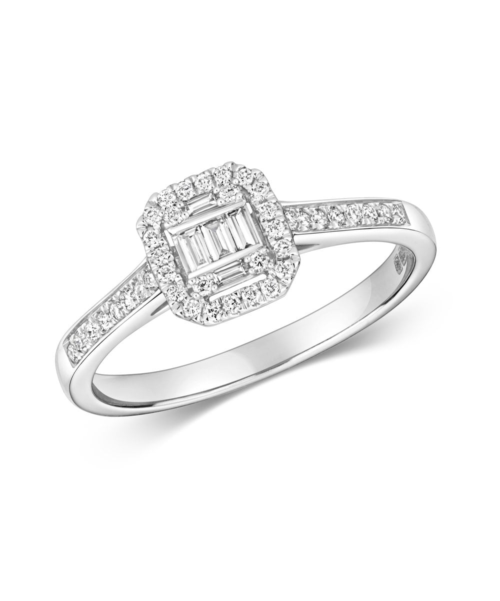 9ct White Gold Diamond Cluster Engagement Ring
