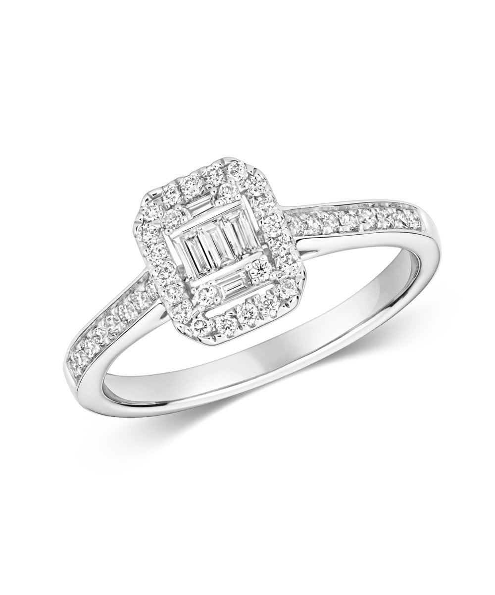 9ct White Gold Diamond Cluster Engagement Ring