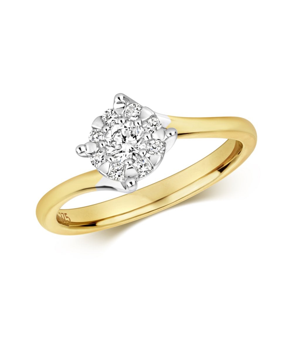 9ct Gold Diamond Cluster Engagement Ring
