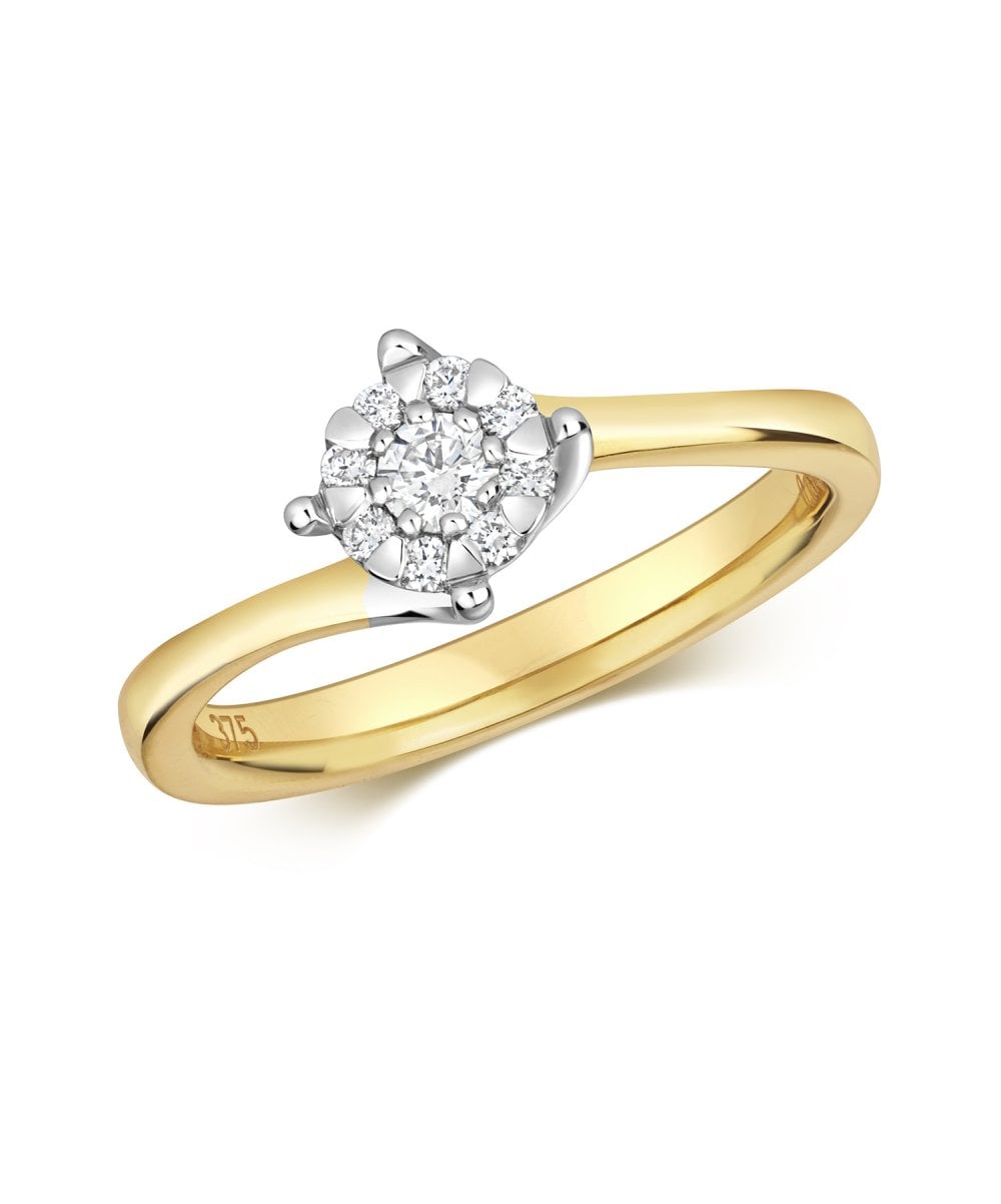 9ct Gold Diamond Cluster Engagement Ring
