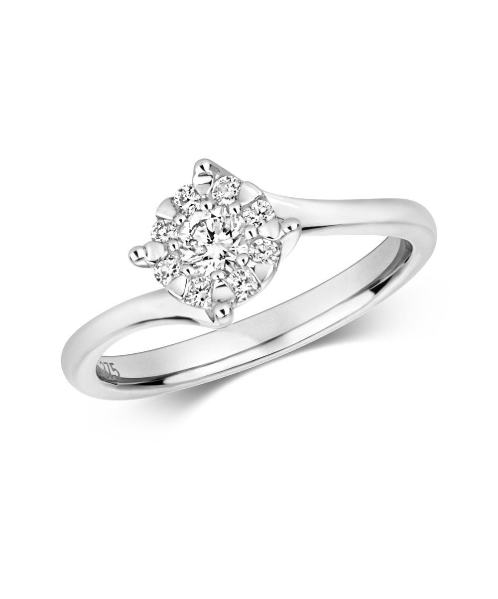 9ct Gold Diamond Cluster Engagement Ring