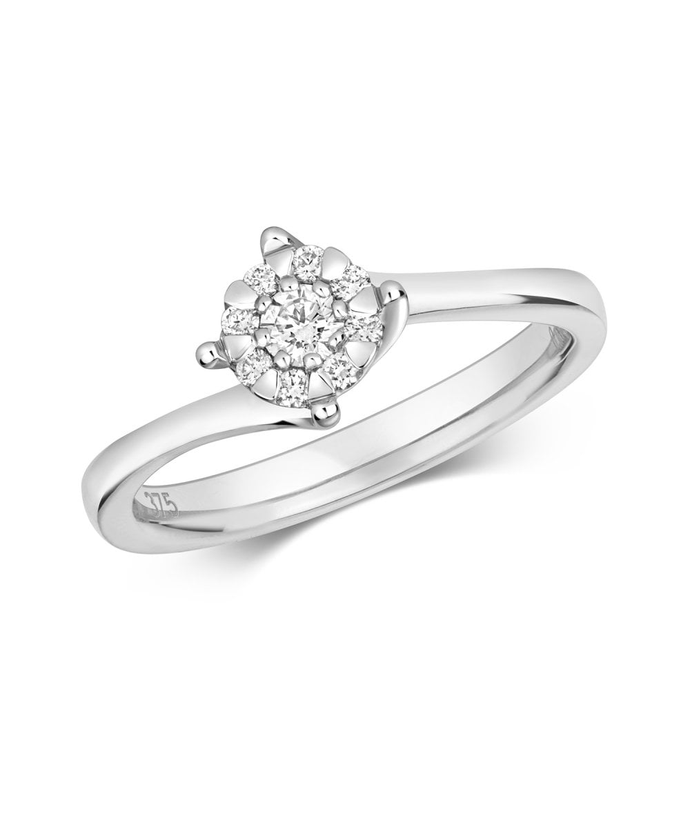 9ct Gold Diamond Cluster Engagement Ring