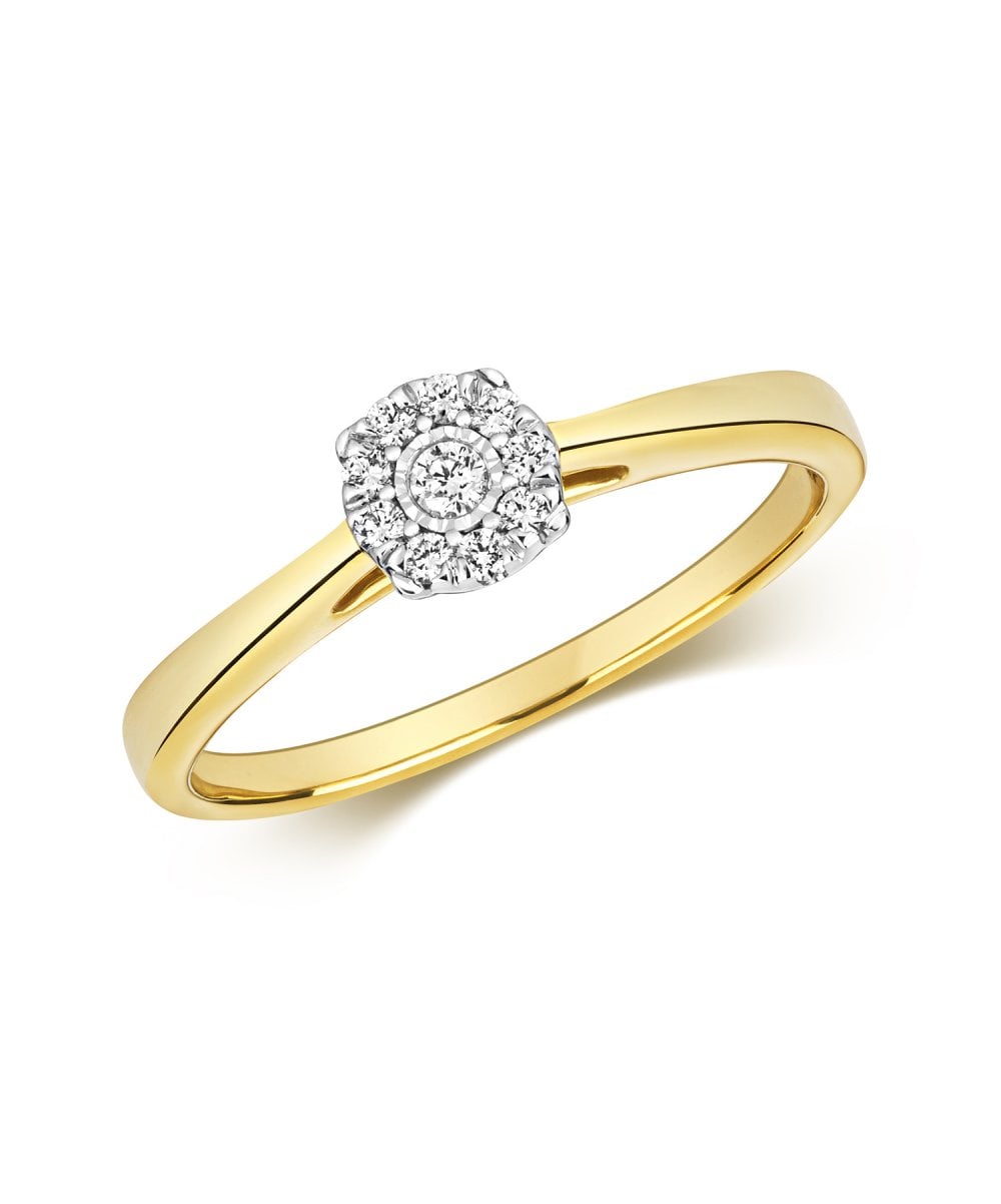 9ct Gold Diamond Cluster Engagement Ring
