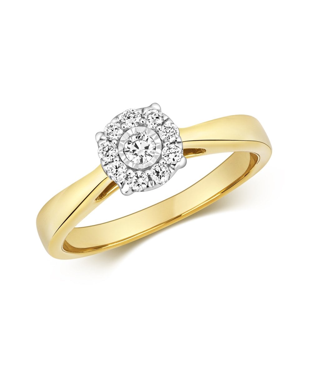 9ct Gold Diamond Cluster Engagement Ring