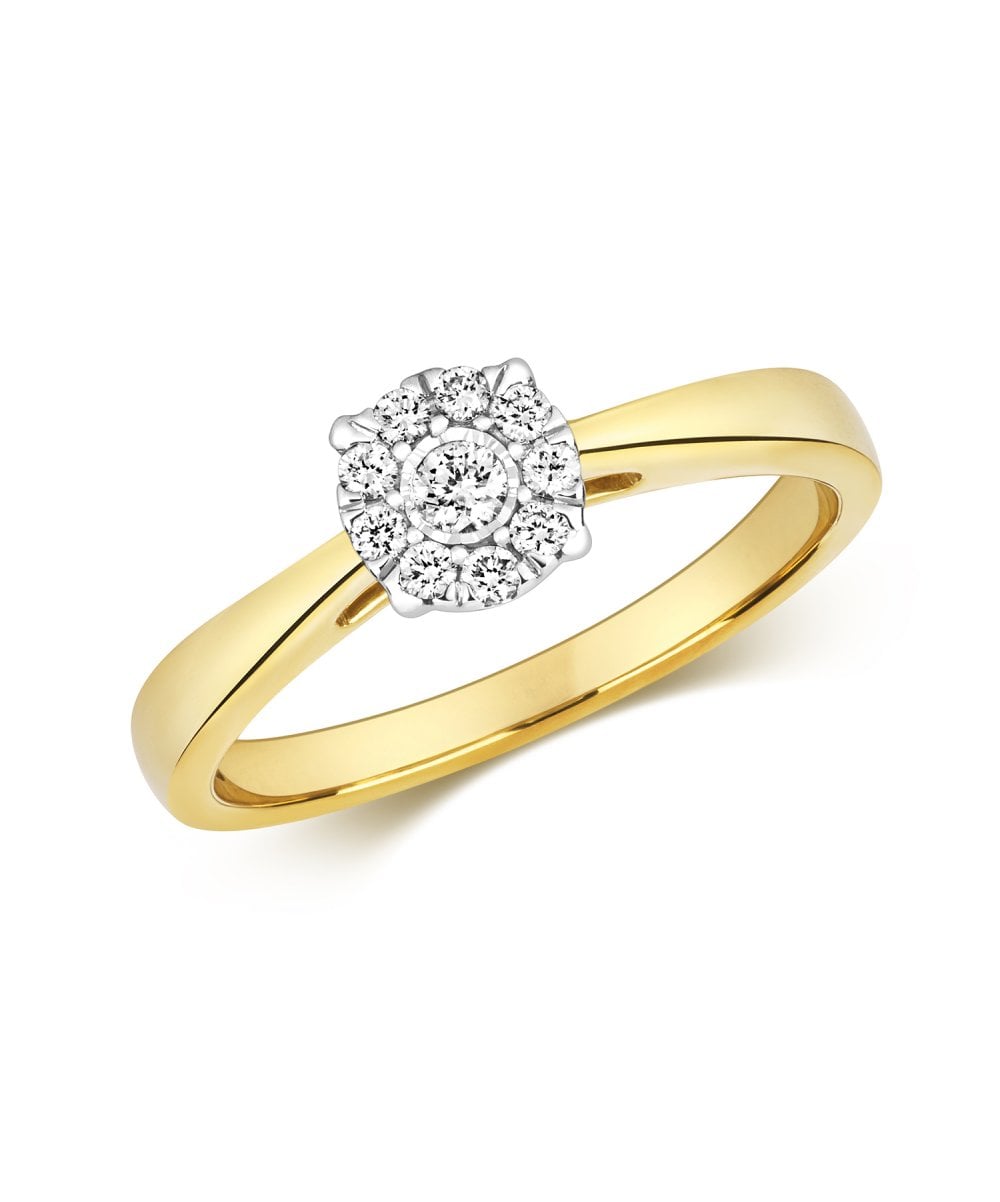 9ct Gold Diamond Cluster Engagement Ring