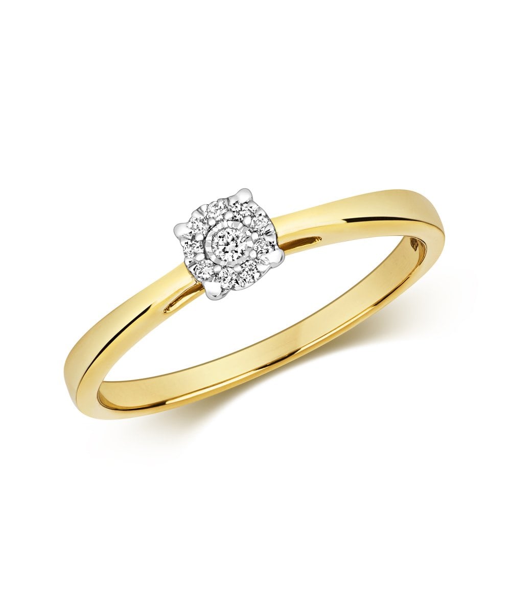 9ct Gold Diamond Cluster Engagement Ring