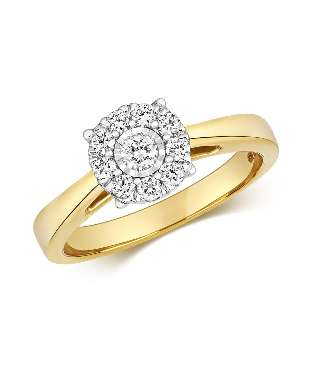 9ct Gold Diamond Cluster Engagement Ring